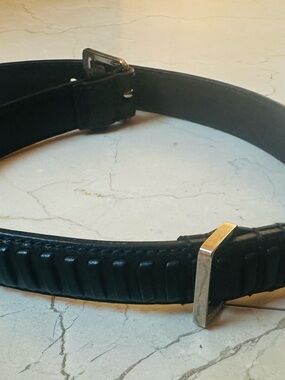 Gucci Black Leather Dog Collar with Silver-Tone Hardware